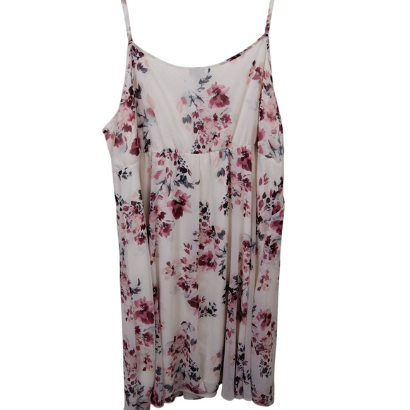 Torrid Dress Womens 5 White Floral Sleeveless Chiffon Lined Pockets Plus Size - Picture 8 of 17